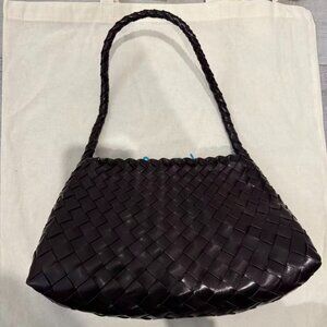 Dragon Diffusion Woven Leather Handbag – Deep Brown